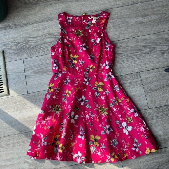 Yumi Sleeveless Floral Casual DARK PINK SKATER DRESS - Picture 5 of 14